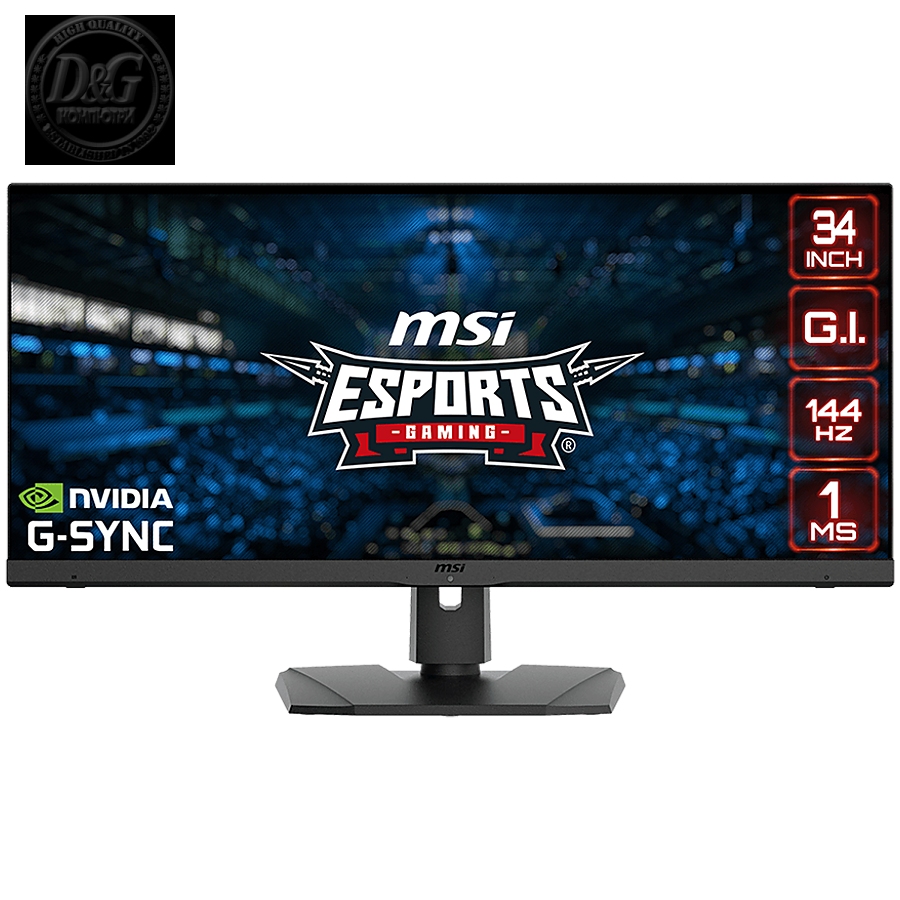 MSI Optix MPG341QR Gaming Monitor, 34" 144Hz, UWQHD (3440x1440) 21:9, IPS Anti-glare, 1ms, 550nits, 1000:1, 178°/178°, G-Sync Compatible, Adjustable Stand, 1x DP, 2x HDMI,1x Type-C, 3Y Warranty