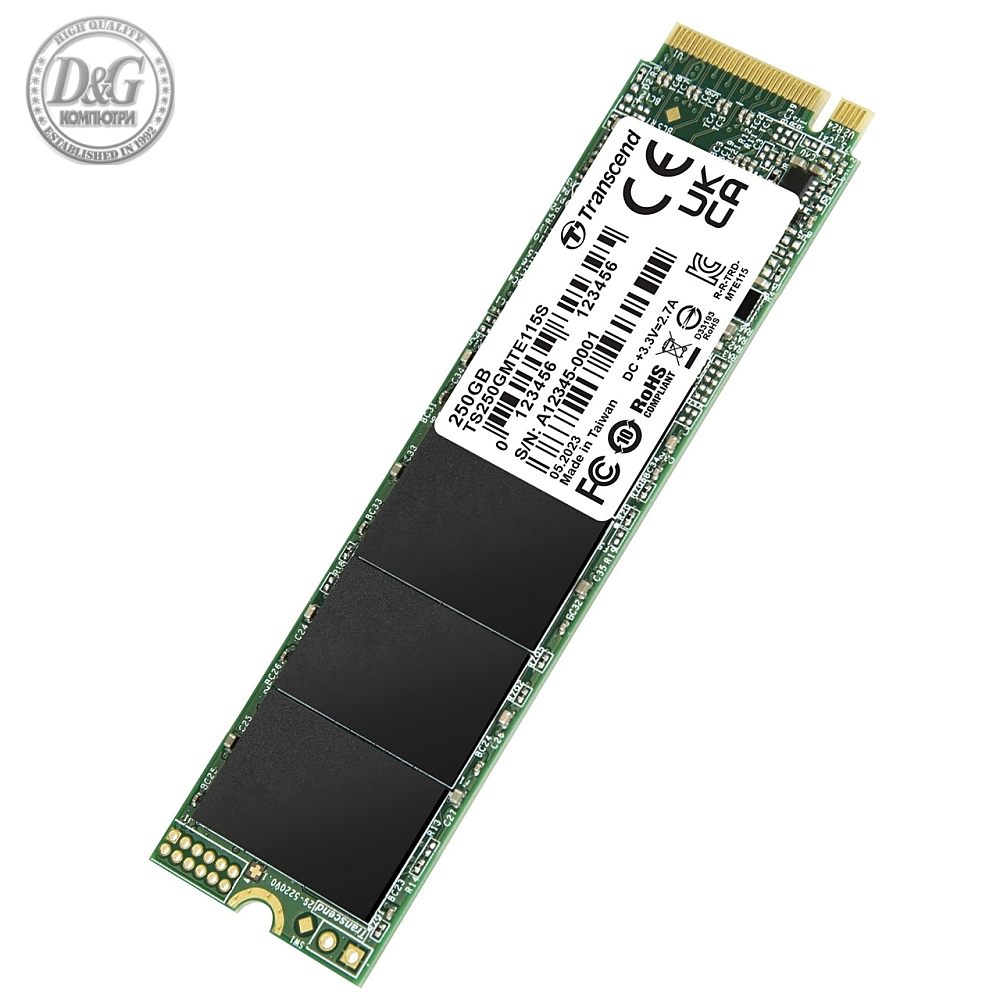 Transcend 250GB, M.2 2280, PCIe Gen3x4, NVMe, TLC, DRAM-less