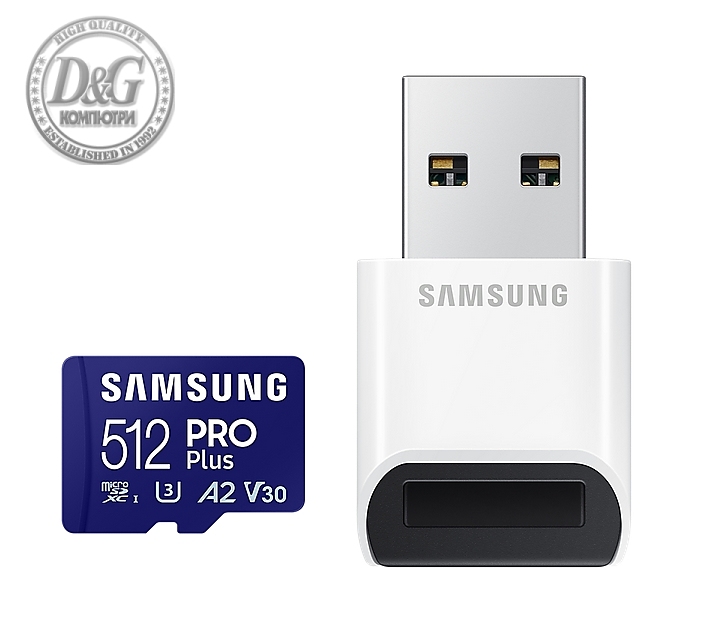 Samsung 512GB micro SD Card PRO Plus with USB Reader, UHS-I, Read 180MB/s - Write 130MB/s