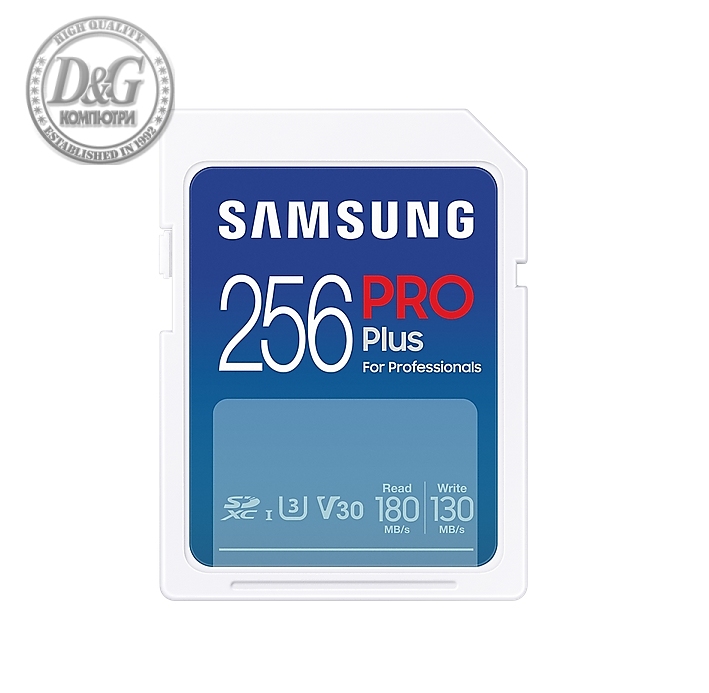 Samsung 256GB SD Card PRO Plus, UHS-I, Read 180MB/s - Write 130MB/s