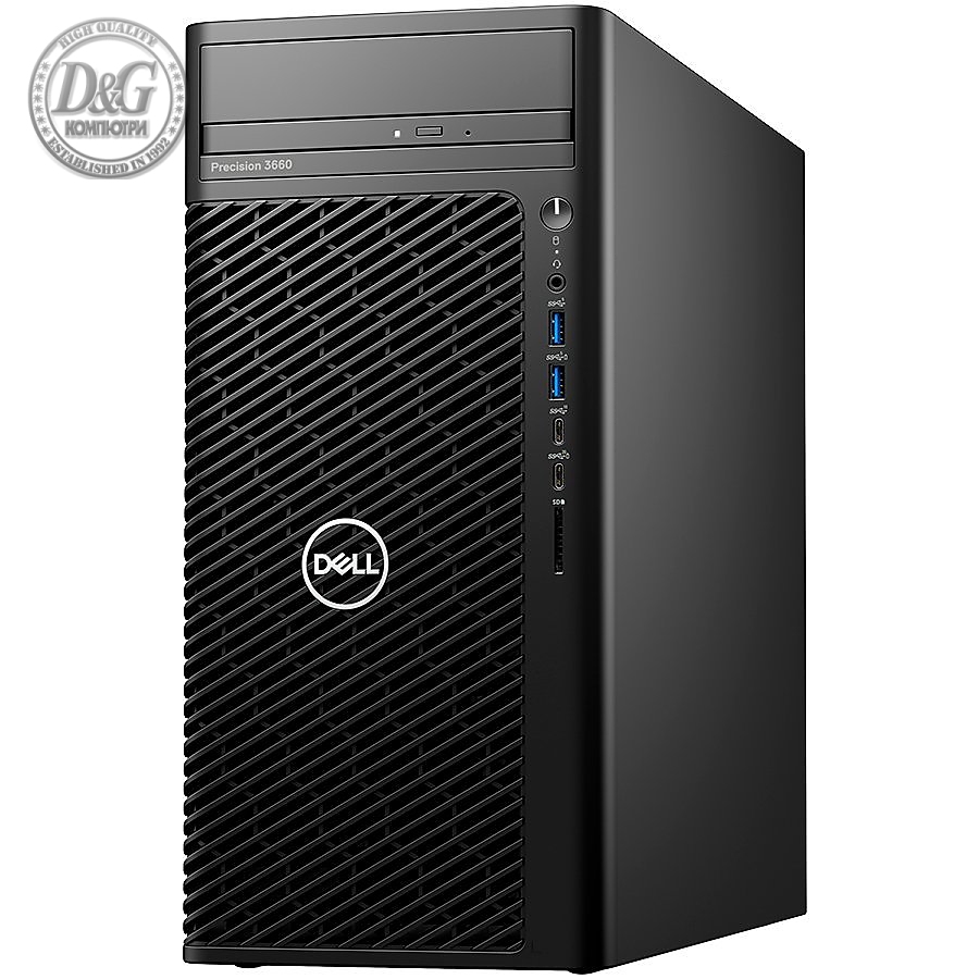 Dell Precision 3660 Tower, Intel Core i7-12700 (25MB, 12C, 2.1GHz to 4.9GHz, 65W, TDP), 16GB (2x8GB) DDR5 4400MHz UDIMM, M.2 512GB PCIe, Intel UHD 770, DVD+/-RW, TPM, Mouse + BG KBD, Win 11 Pro, 3Y ProSupport and onsite