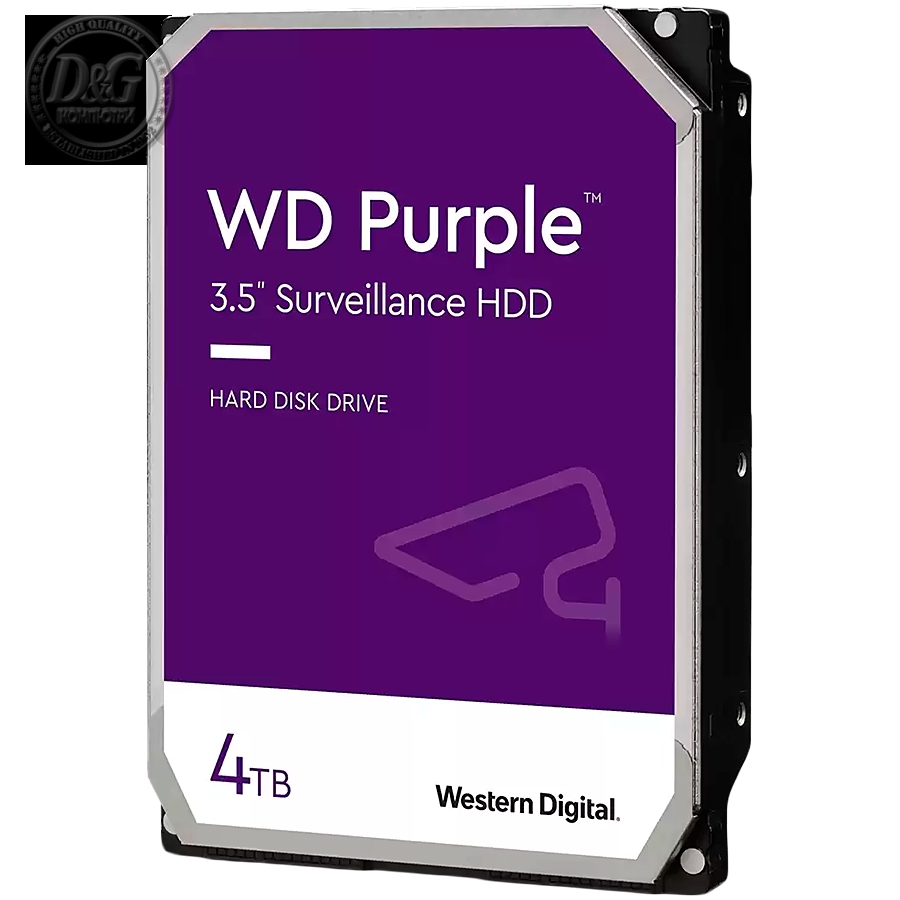 HDD Video Surveillance WD Purple 4TB CMR, 3.5'', 256MB, SATA 6Gbps, TBW: 180