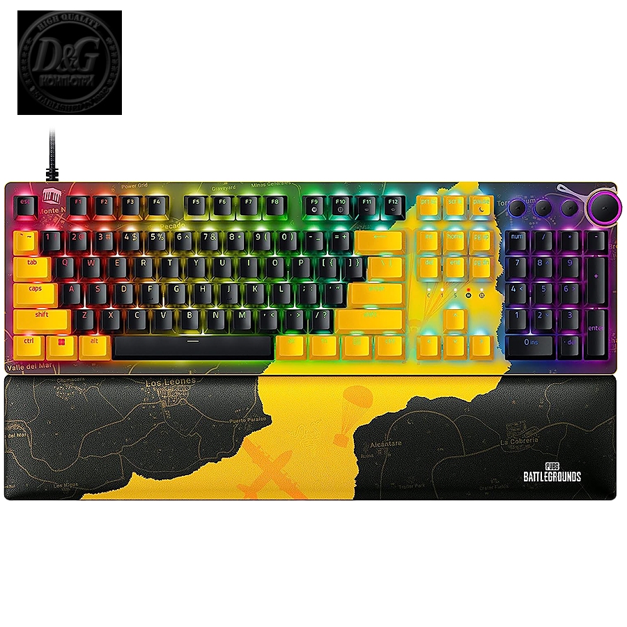 Razer Huntsman V2 - PUBG Optical Gaming Keyboard (Linear Red Switch), US Layout, Doubleshot PBT Keycaps, Sound Dampening Foam, Razer Chroma RGB, Up to 8000Hz polling rate, Aluminum matte top plate