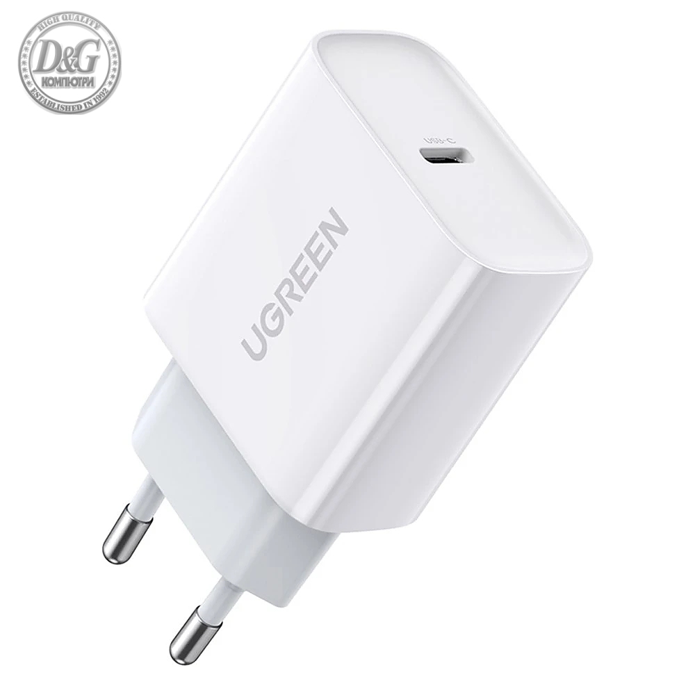 Ugreen бързо зарядно Fast Charger Wall - QC, PD3.0 Type-C, 20W CD137 White - 60450