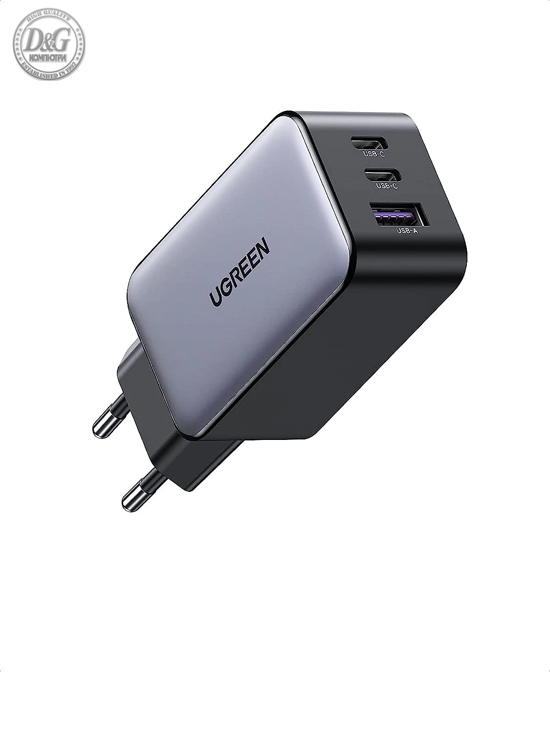 Ugreen универсално зарядно за стена Charger Wall 65W GaN CD244, 1 x USB-A, 2 x Type-C, Black - 10335