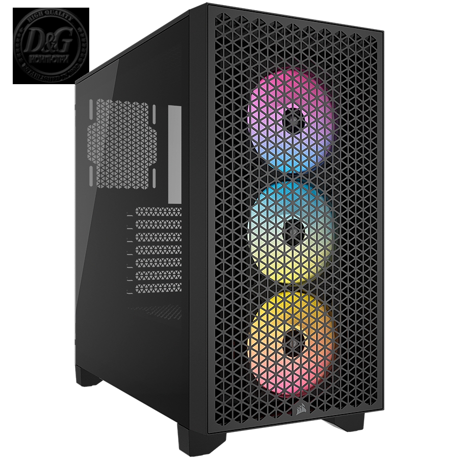 Corsair 3000D RGB Tempered Glass Mid-Tower, Black, EAN: 0840006610854