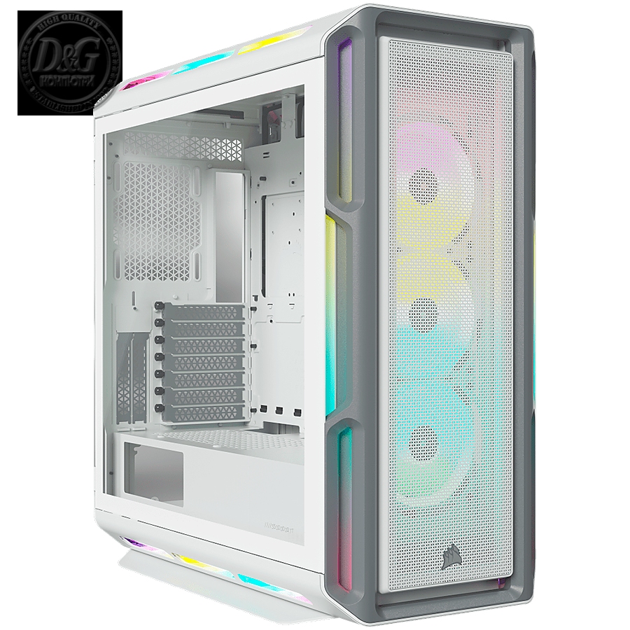 Corsair iCUE 5000T RGB Tempered Glass Mid-Tower Smart Case, White, EAN: 0840006645184