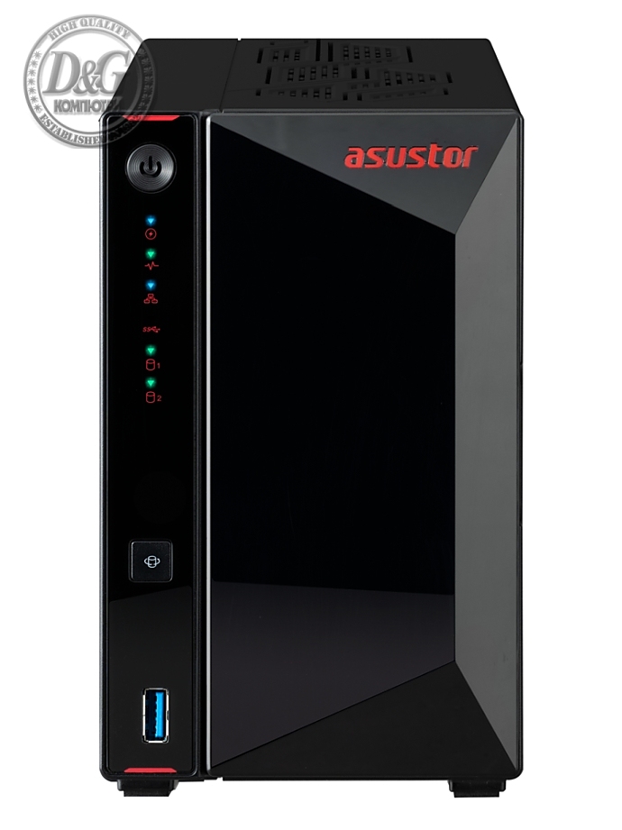 Asustor Nimbustor AS5402T, 2 Bay NAS, Quad-Core 2.0GHz CPU, Dual 2.5GbE Ports, 4GB SO-DIMM DDR4 (Max. 16GB), Four M.2 SSD Slots (Diskless), 3x USB 3.2 Gen 1 Type A, WOW (Wake on WAN), WOL, System Sleep Mode, AES-NI hardware encryption, Black