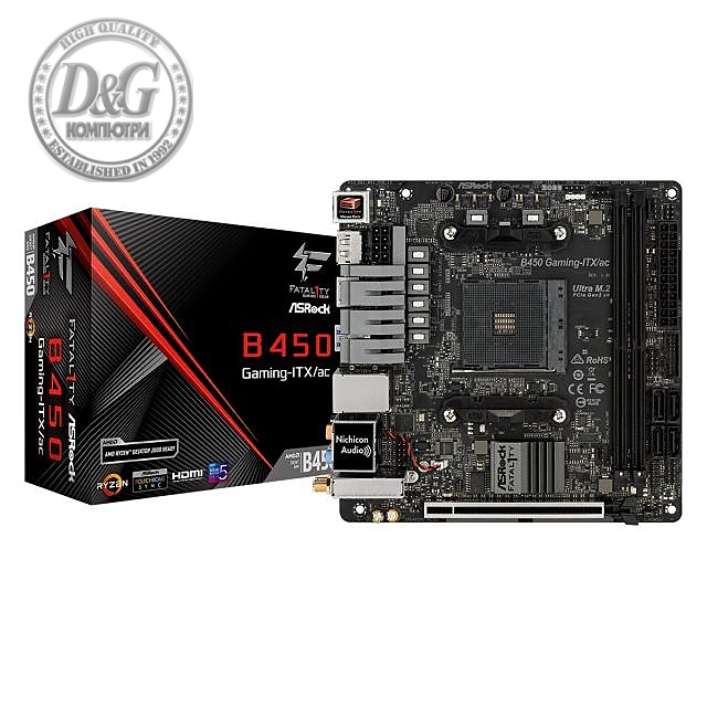 Дънна платка ASROCK Fatal1ty B450 Gaming-ITX/ac, socket AM4