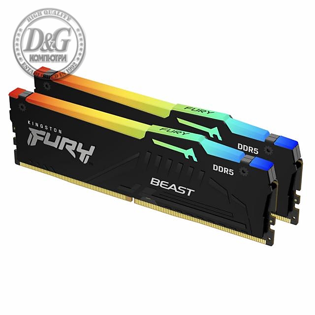 Памет Kingston FURY Beast Black RGB 64GB(2x32GB) DDR5 6000MHz CL36 KF560C36BBEAK2-64