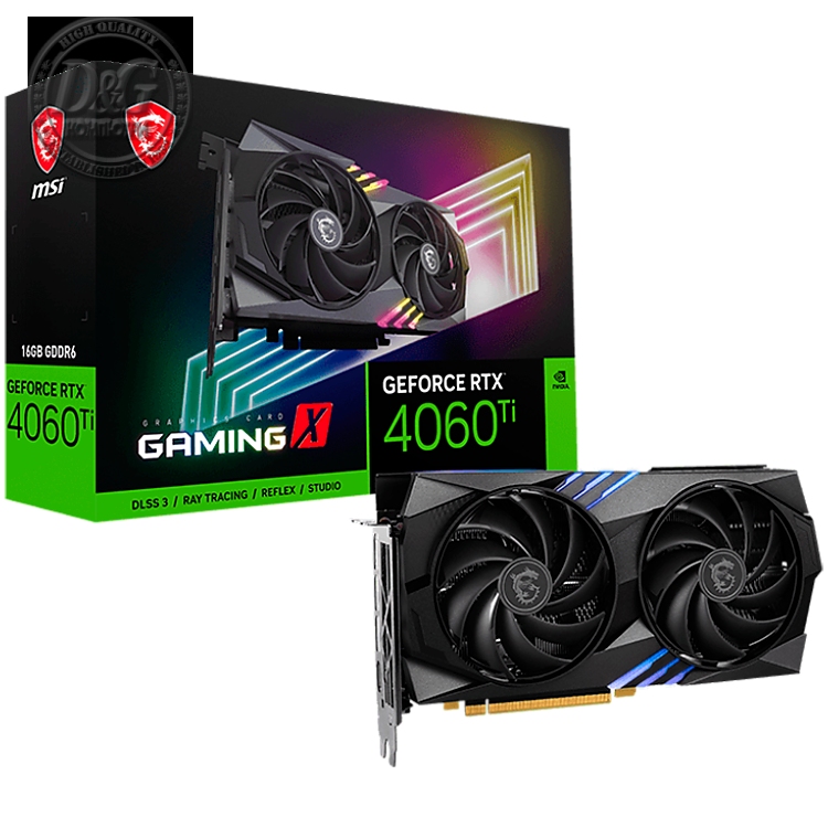 MSI Video Card Nvidia GeForce RTX 4060 Ti GAMING X16G, 16GB GDDR6, 128bit, Effective Memory Clock: 18000MHz, Boost: 2655 MHz, 4352 CUDA Cores, PCIe 4.0, 3x DP 1.4a, HDMI 2.1a, RAY TRACING, Dual Fan, 1x 8pin, 550W Recommended PSU, 3Y