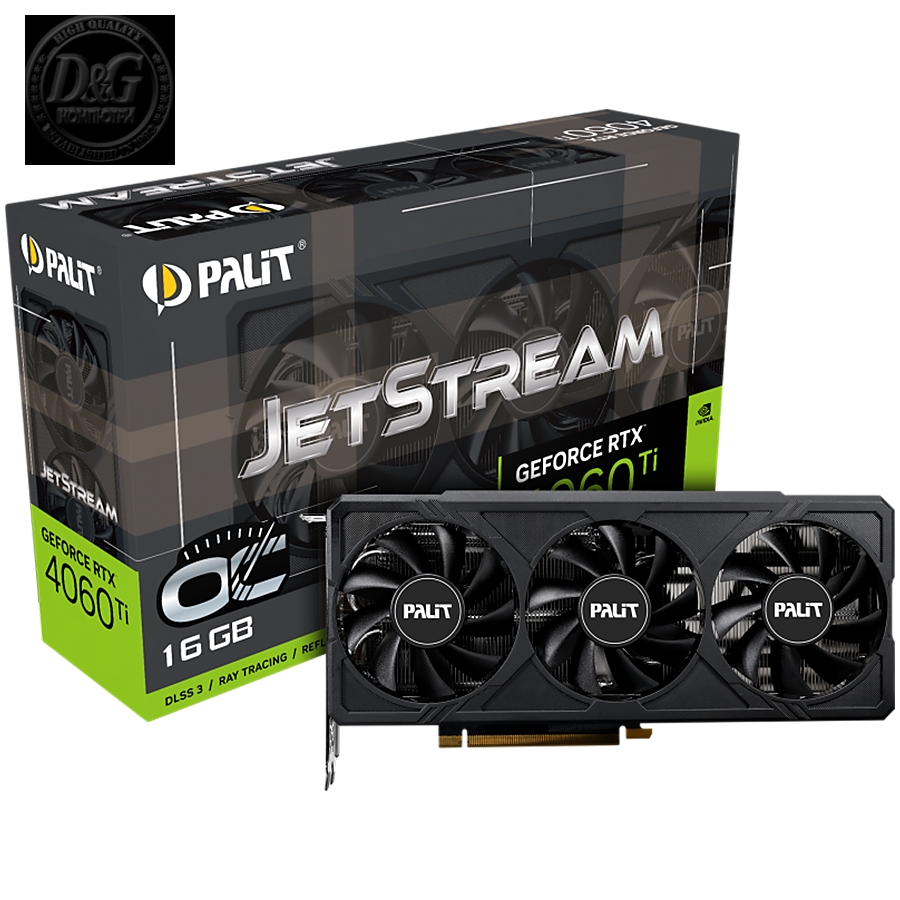 Palit GeForce RTX 4060Ti JetStream OC 16GB GDDR6, 128 bits, 1x HDMI 2.1, 3x DP 1.4a, three fan, 1x 8-pin Power connector, recommended PSU 650W, NE6406TU19T1-1061J