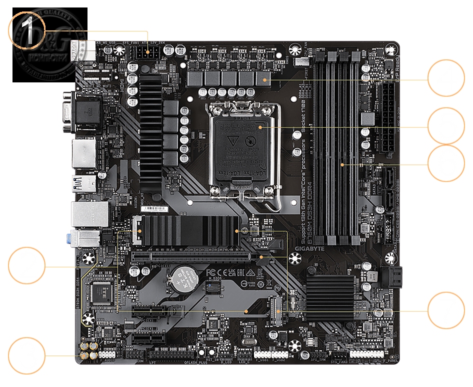 Дънна платка GIGABYTE B760M H, socket 1700, mATX, 2xDDR4