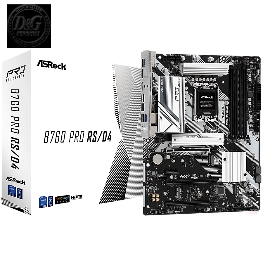 ASROCK MB Desktop B760 Pro RS (S1700, 4x DDR4, 2x PCIe 4.0 x16, 1x PCIe 3.0 x16, 1x PCIe 3.0 x1, 2x Hyper M.2 PCIe Gen4x4, 1x M.2 PCIe Gen 4x2, 4x SATA3, 2x USB-C, 7x USB 3.2, 4x USB 2.0, 1xRJ-45 2.5GB, 1x HDMI, 1x DP, ATX