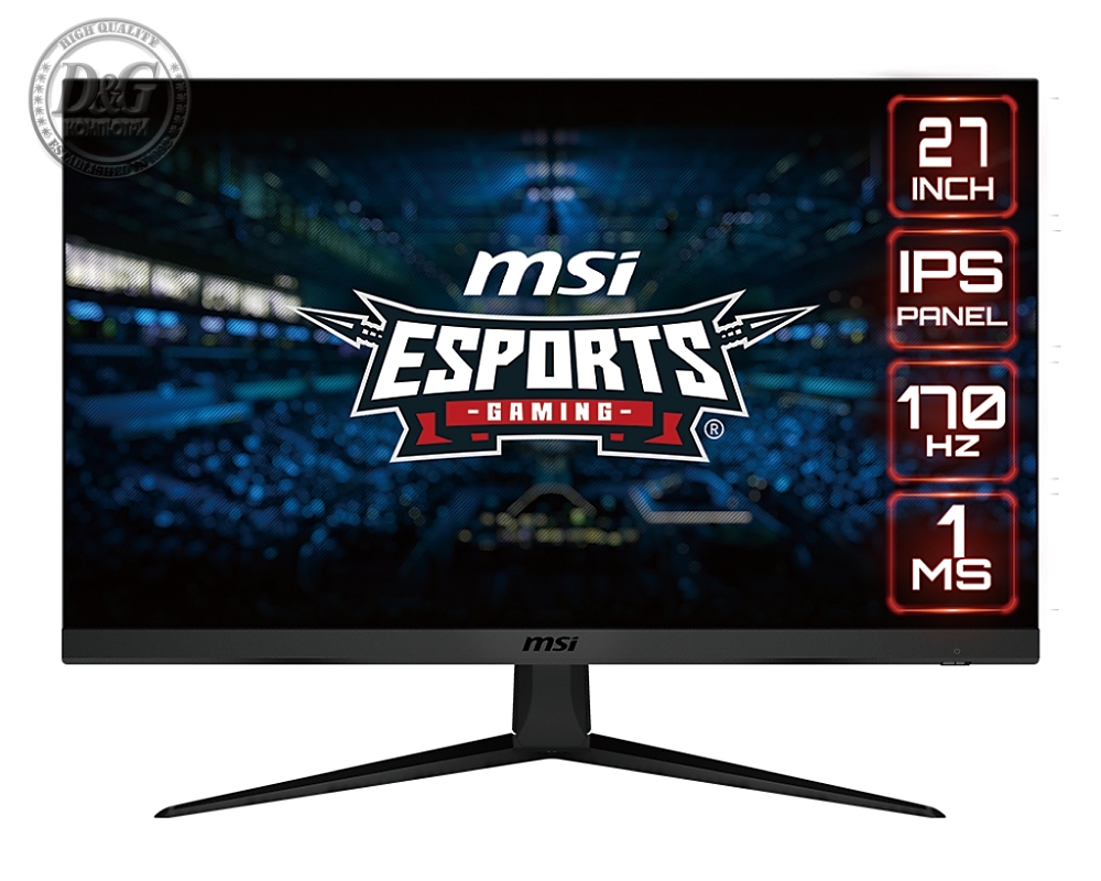 MSI Optix G2712, 27", IPS, 1ms, 170Hz, FHD 1920x1080, FLAT, AG, FreeSync Premium, Anti-Flicker, Less Blue Light, Night Vision, 250 cd/m2, Contrast 1100:1, DCR 100M:1, 2x HDMI 1.4b, DP 1.2a, 1x Earphone out, Tilt, VESA 100, Frameles, 9S6-3CB51T-060