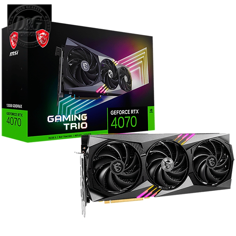 MSI Video Card Nvidia GeForce RTX 4070 GAMING TRIO 12G, 12GB GDDR6X, 192bit, Boost: 2490 MHz, 5888 CUDA Cores, PCIe 4.0, 3x DP 1.4a, HDMI 2.1a, RAY TRACING, Triple Fan, 1x 16pin, 650W Recommended PSU, 3Y