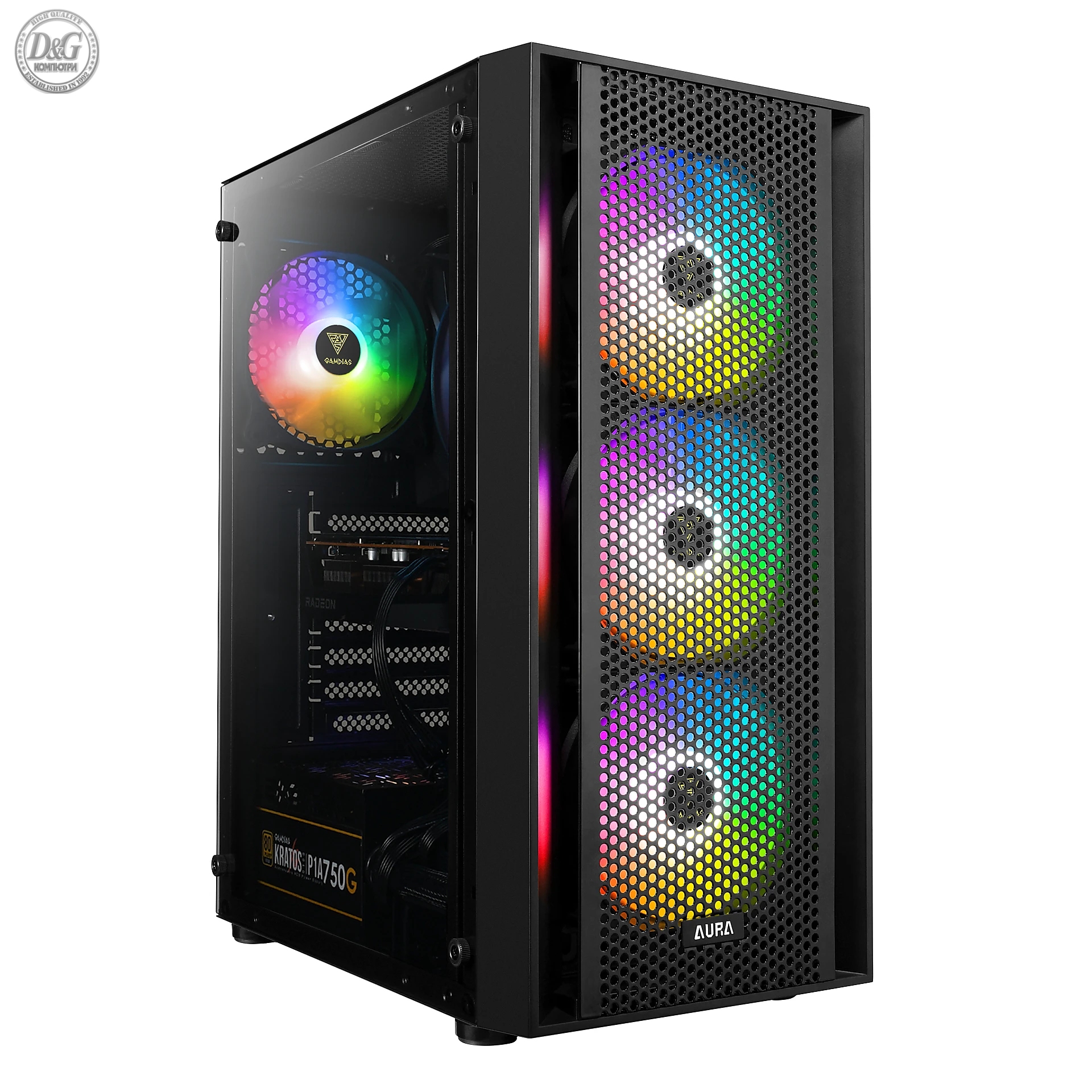 Gamdias кутия Case ATX - AURA GC2 - Mesh, aRGB, Tempered Glass