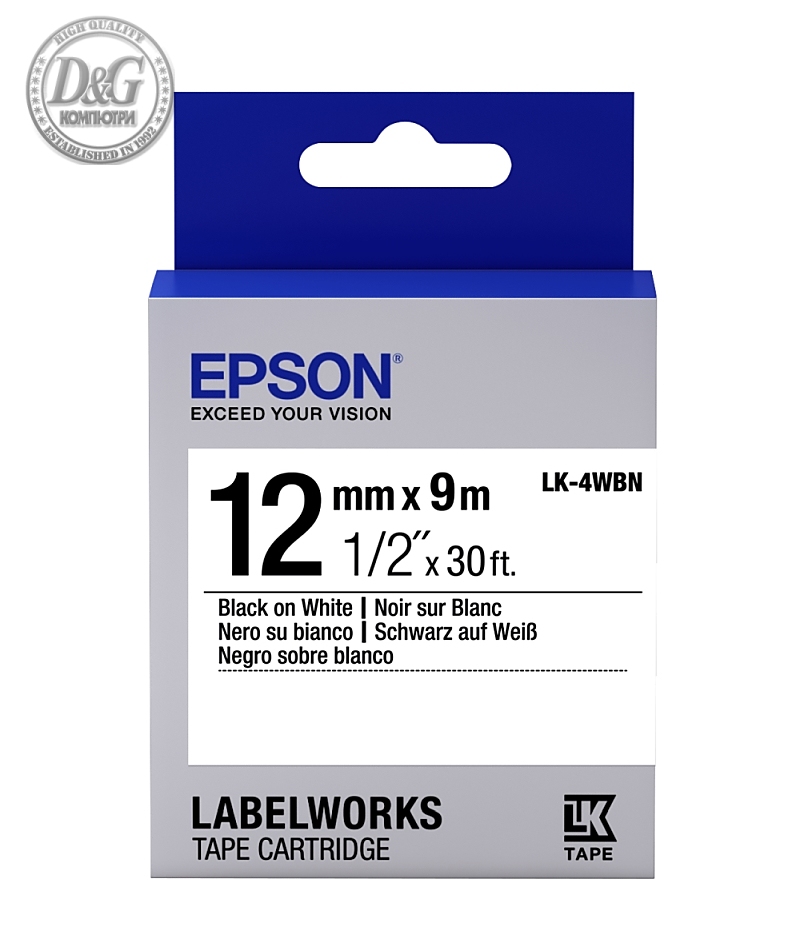 Epson Label Cartridge Standard LK-4WBN Black/White 12mm (9m)