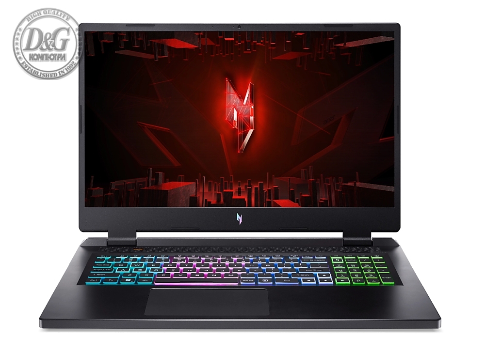 Acer Nitro 5, AN17-41-R11K, Ryzen 7 7840HS (3.80GHz up to 5.10GHz, 24MB), 17.3" QHD (2560x1440) IPS, 165Hz, 16GB DDR5 (1 slot free), 1024GB PCIe SSD, RTX 4070 8GB GDDR6, Wi-Fi 6e, BT 5.1, HD Mic&Cam, RGB Backlit KB, No OS, Black