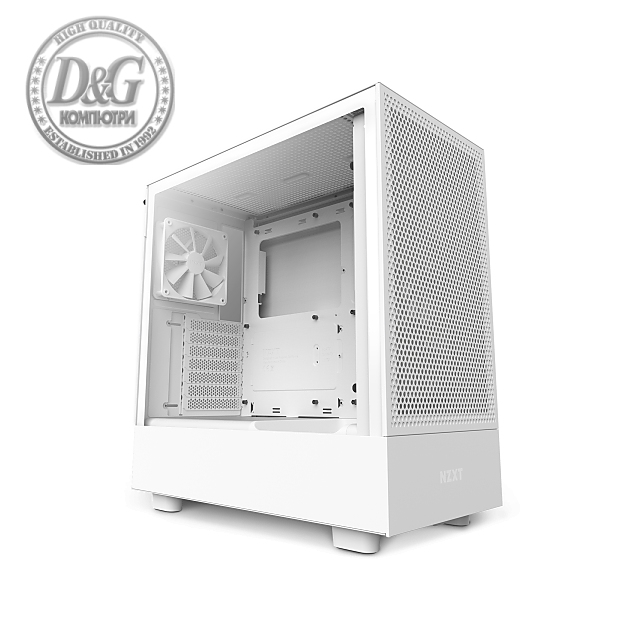 Кутия NZXT H5 Flow RGB Matte White, Mid-Tower