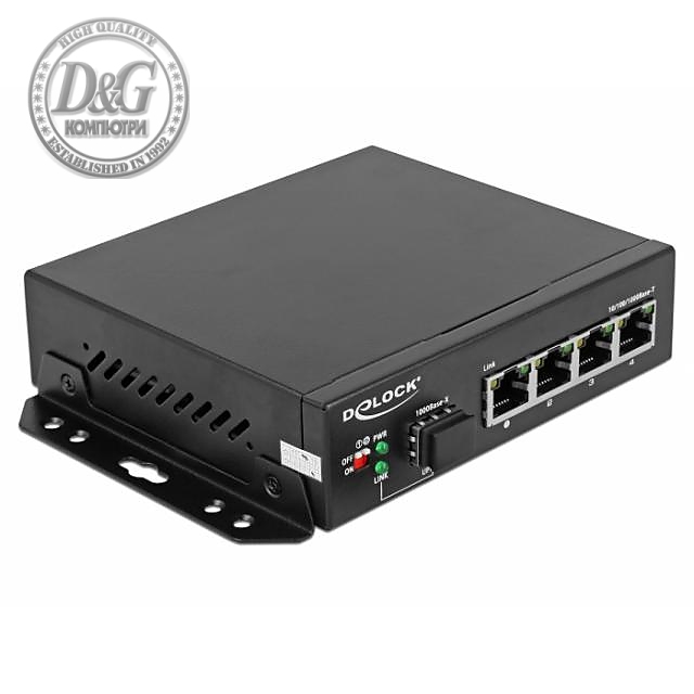 Суич DeLock, 4 Port + 1 SFP, 10/100/1000 Mb/s