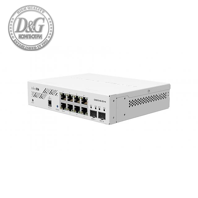 Суич MikroTik CSS610-8G-2S+IN, 8 x Gigabit Ethernet ports, 2 x SFP, PoE in