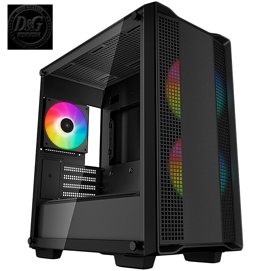 DeepCool CC360 ARGB, Mid Tower, Mini-ITX/Micro-ATX, 1xUSB3.0, 1xUSB2.0, 1xAudio, 3x120mm Pre-Installed ARGB Fans, Tempered Glass, Mesh Panel, Black