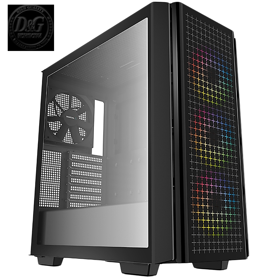 DeepCool CG540, Mid Tower, Mini-ITX/Micro-ATX/ATX/E-ATX, 2xUSB3.0, 1xAudio, 3x120mm Pre-Installed ARGB Fans + 1x140mm Black Fan, Tempered Glass, Mesh Panel, Black