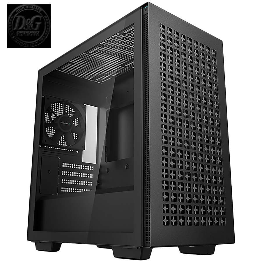 DeepCool CH370, Mid Tower, Mini-ITX/Micro-ATX, 2xUSB3.0, 1xAudio, 1x120mm Pre-Installed Black Fan, Tempered Glass, Mesh Panel, Black