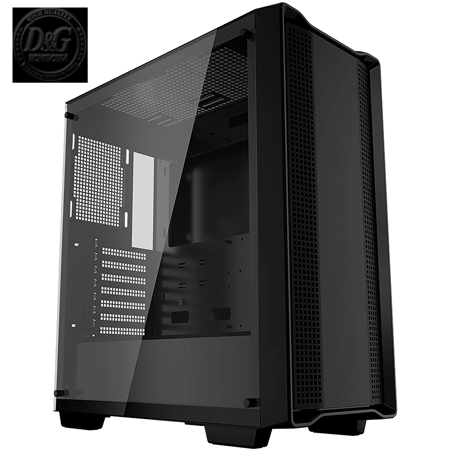 DeepCool CC560 Limited, Mid Tower, Mini-ITX/Micro-ATX/ATX, 1xUSB3.0, 1xUSB2.0, 1xAudio, No Fans, Tempered Glass, Mesh Panel, Black