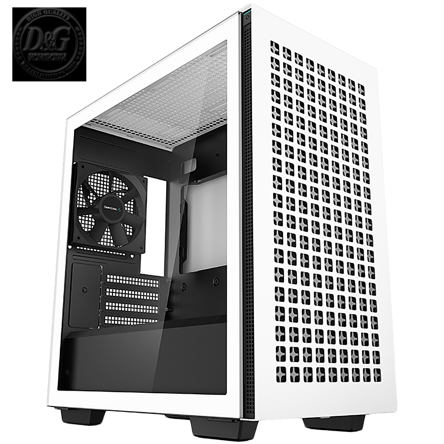 DeepCool CH370 WH, Mid Tower, Mini-ITX/Micro-ATX, 2xUSB3.0, 1xAudio, 1x120mm Pre-Installed Black Fan, Tempered Glass, Mesh Panel, White