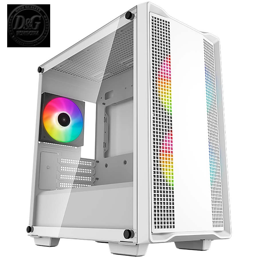 DeepCool CC360 ARGB WH, Mid Tower, Mini-ITX/Micro-ATX, 1xUSB3.0, 1xUSB2.0, 1xAudio, 3x120mm Pre-Installed ARGB Fans, Tempered Glass, Mesh Panel, White