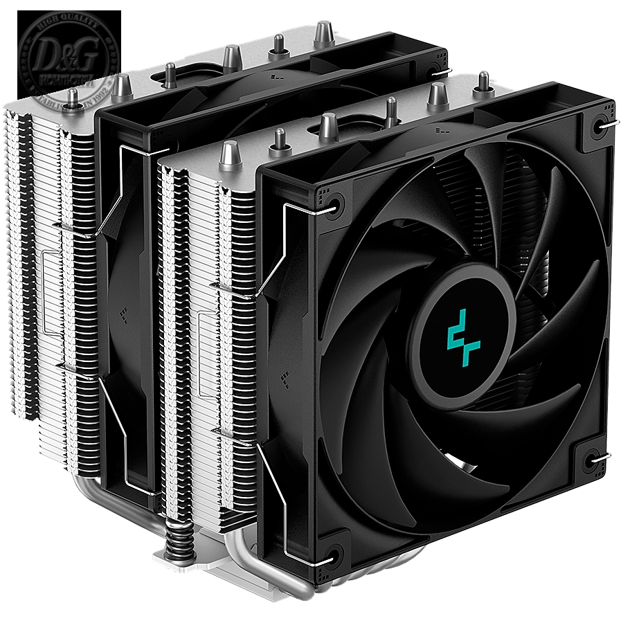 DeepCool AG620, CPU Air Cooler, 2x120mm PWM Fan, TDP 260W, 6 Heatpipes, Intel LGA2066/2011-v3/2011/1700/1200/115x, AMD AM5/AM4, 129Г—136Г—157 mm(LГ—WГ—H), 2 Year Warranty