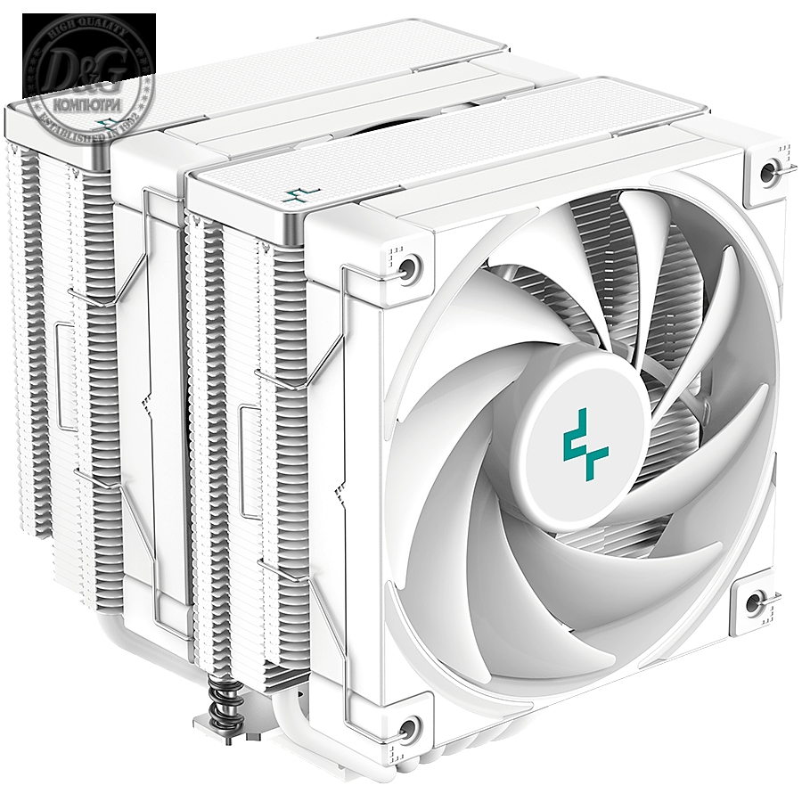 DeepCool AK620 WH, CPU Air Cooler, 2x120mm PWM FDB Fan, TDP 260W, 6 Heatpipes, White, Intel LGA2066/2011-v3/2011/1700/1200/115x, AMD AM5/AM4, 129Г—138Г—160 mm(LГ—WГ—H), 3 Year Warranty