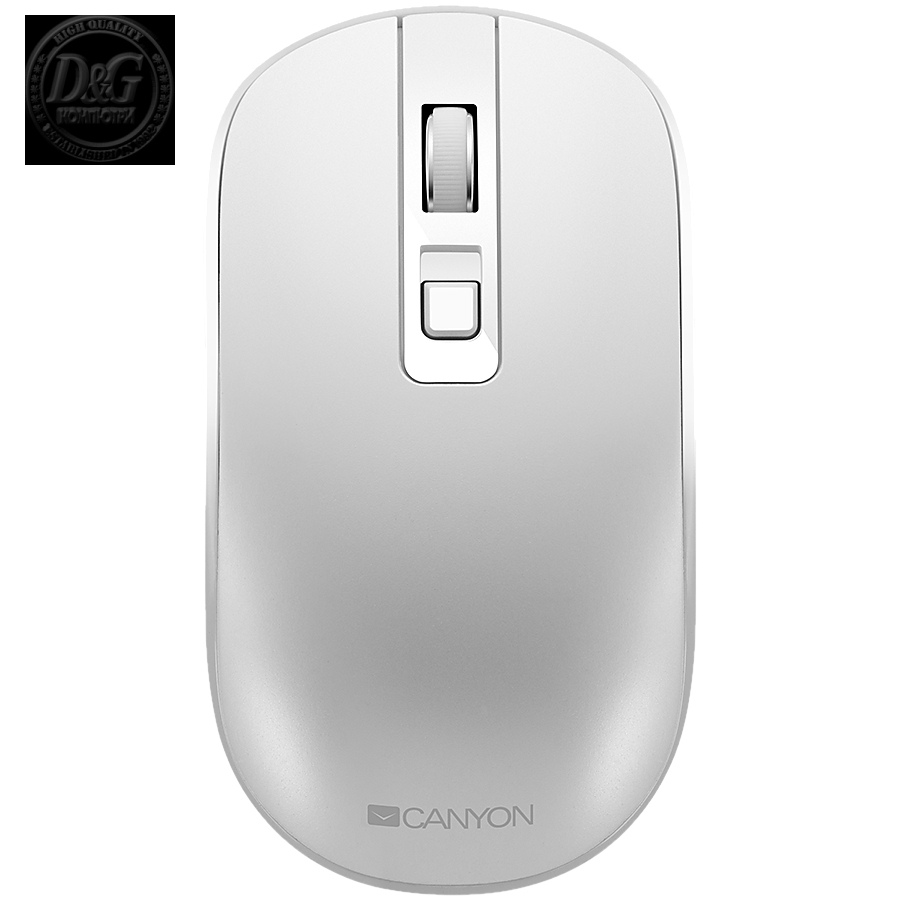 CANYON MW-18, 2.4GHz Wireless Rechargeable Mouse with Pixart sensor, 4keys, Silent switch for right/left keys,Add NTC DPI: 800/1200/1600, Max. usage 50 hours for one time full charged, 300mAh Li-poly battery, Pearl-White, cable length 0.6m, 116.4*63.3*32.