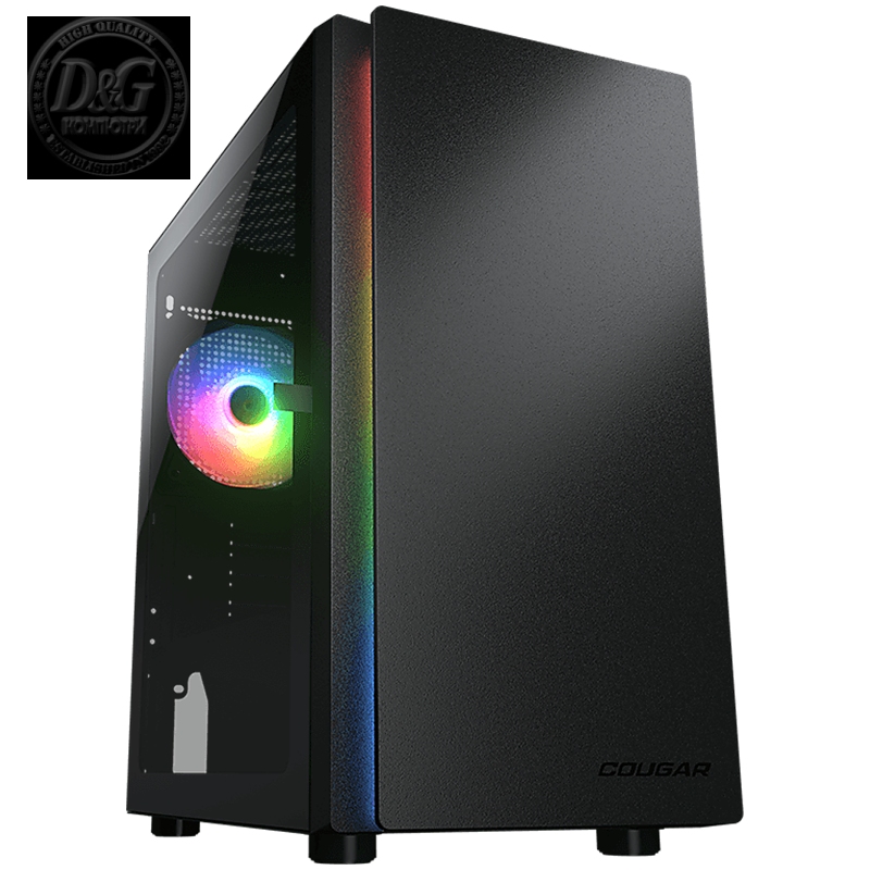 COUGAR Purity RGB (Black), Mini Tower, 1x 120 ARGB Fans, RGB Button, 3mm Tempered Glass, Mini ITX / Micro ATX, USB 3.0 x 2, USB 2.0 x 1, Mic x 1 / Audio x 1