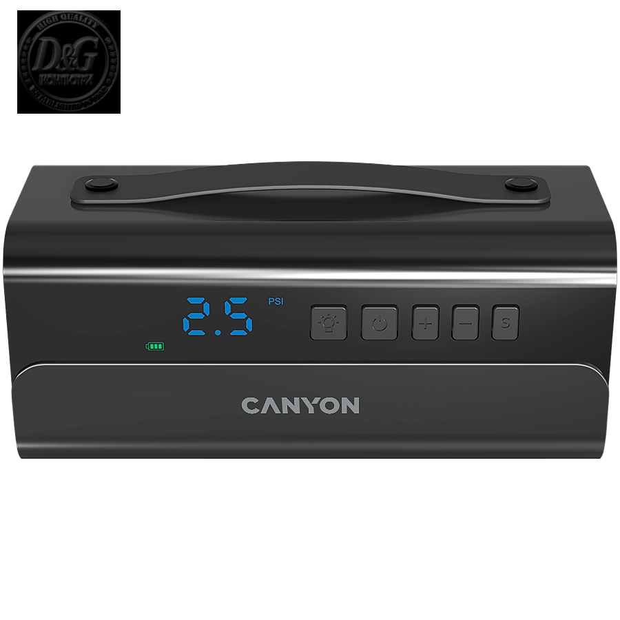 CANYON AP-118, Air Pump, USB Rechargeable Electric Air Pump:Vendor device name:AP-118 ;Battery Capacity:2000mah*4 ; Working Voltage:14.8V ; Max Current:13.5A;Max Pressure:100PSI; Air flow:38L/Min;Charging: 17.5V 1Acharger;Working Temperature: -10 to +45°;