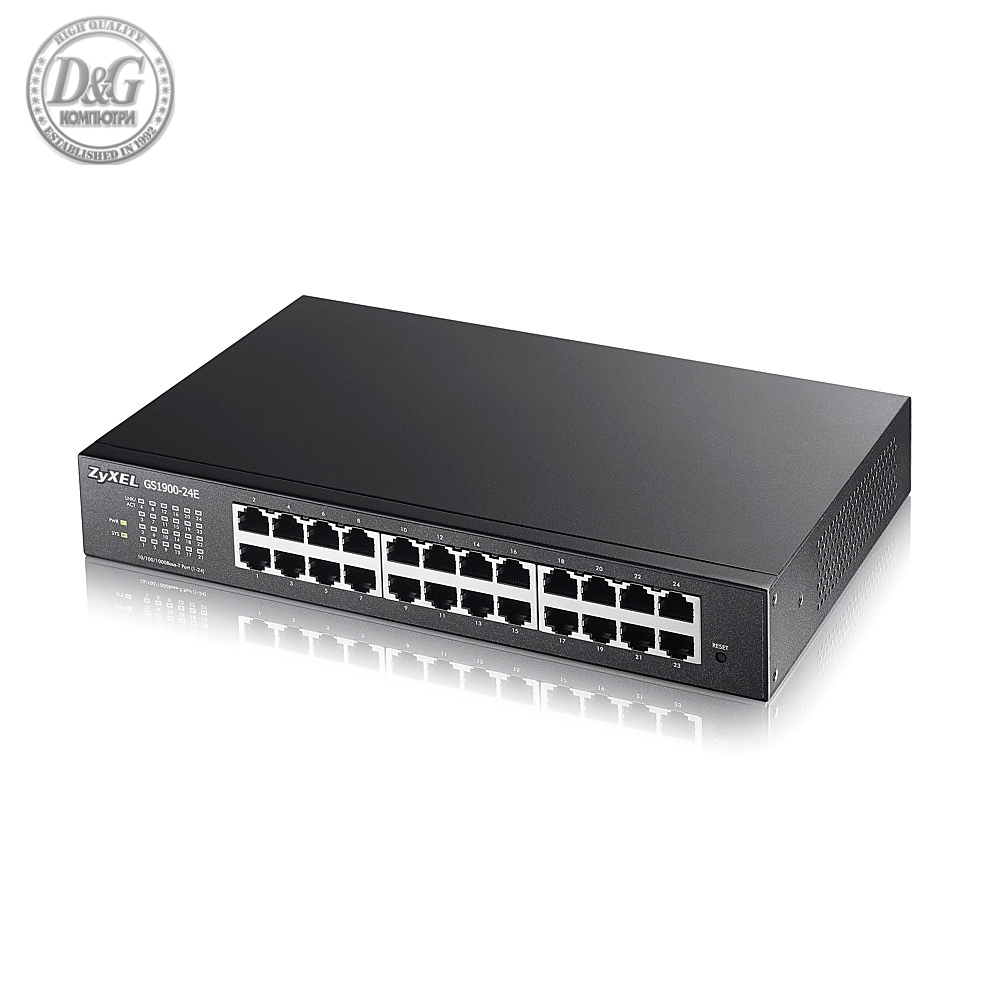 ZyXEL GS1900-24E v3, 24-port GbE L2 Smart Switch, desktop, fanless