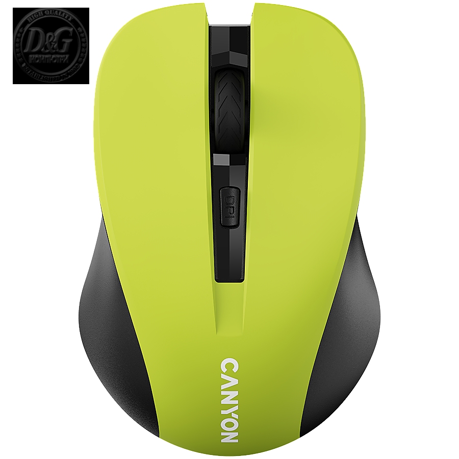 CANYON MW-1, Yellow 2.4GHz wireless optical mouse with 3 buttons, 800/1000/1200 DPI adjustable