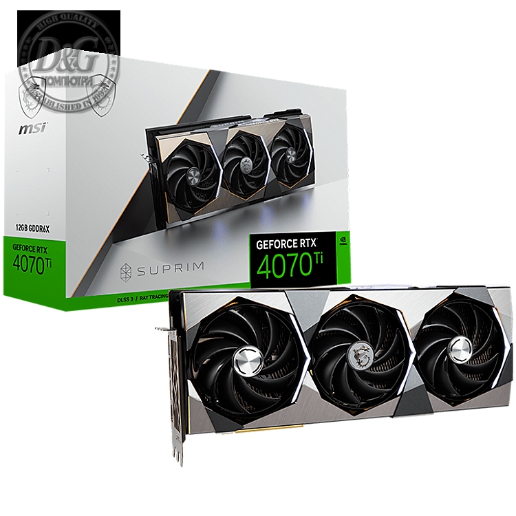 MSI Video Card Nvidia GeForce RTX 4070 Ti SUPRIM 12G, 12GB GDDR6X, 192bit, Boost: 2745 MHz, 7680 CUDA Cores, PCIe 4.0, 3x DP 1.4a, HDMI 2.1a, RAY TRACING, Triple Fan, 750W Recommended PSU, 3Y