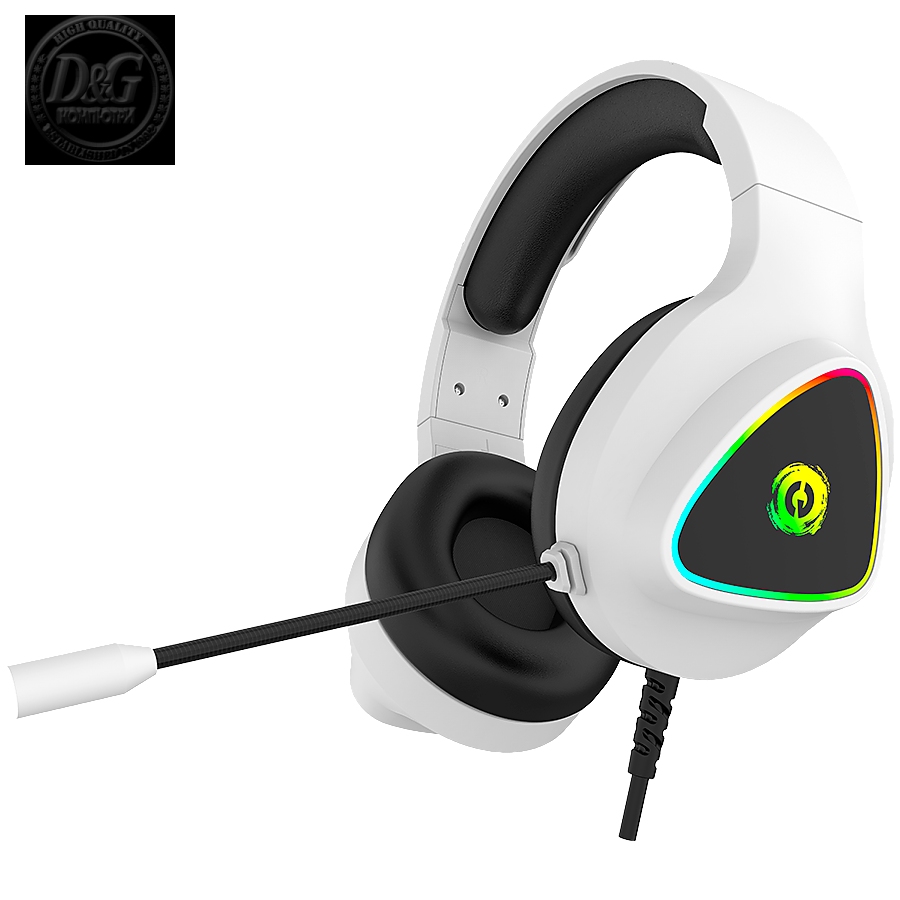 CANYON Shadder GH-6, RGB gaming headset with Microphone, Microphone frequency response: 20HZ~20KHZ,  ABS+ PU leather, USB*1*3.5MM jack plug, 2.0M PVC cable, weight: 300g, White