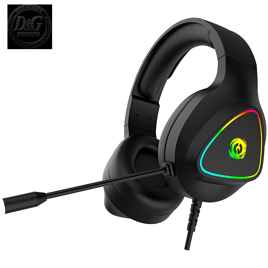 CANYON Shadder GH-6, RGB gaming headset with Microphone, Microphone frequency response: 20HZ~20KHZ,  ABS+ PU leather, USB*1*3.5MM jack plug, 2.0M PVC cable, weight: 300g, Black