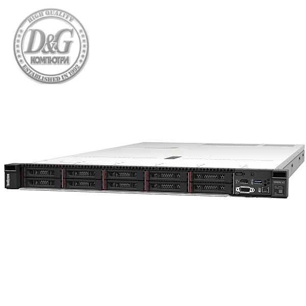 Lenovo ThinkServer SR630 V2, Xeon Silver 4314 (16C, 2.4GHz, 24MB Cache/135W), 32GB (1x32GB, 3200MHz 2Rx4 RDIMM), 8 SAS/SATA, 9350-8i, 1x750W Titanium, 6 Standard Fans, XCC Enterprise, Toolless V2 Rails