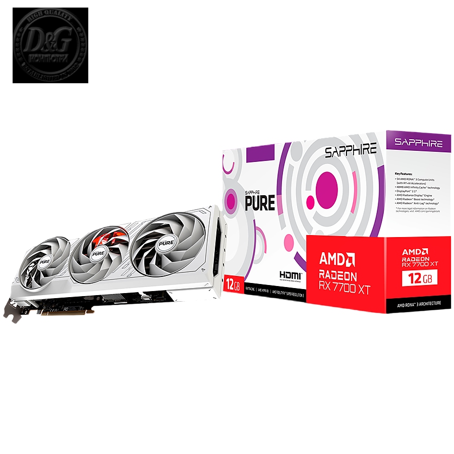 SAPPHIRE PURE AMD RADEON RX 7700 XT GAMING OC 12GB GDDR6 DUAL HDMI / DUAL DP