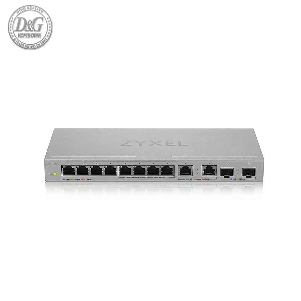 ZyXEL XGS1010-12 v2, 12-Port Gigabit Unmanaged Switch with 8-Port 1G + 2-Port 2.5G + 2-Port SFP+