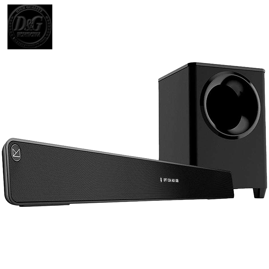 F&D HT-388D 2.1 Wireless Soundbar with Subwoofer, 120W RMS (20Wx2+80W), Full-range speaker: 52x92mm + 8'' Subwoofer, BT 5.0/Optical/AUX/HDMI/USB/LED Display/Remote Control/Wooden/Black