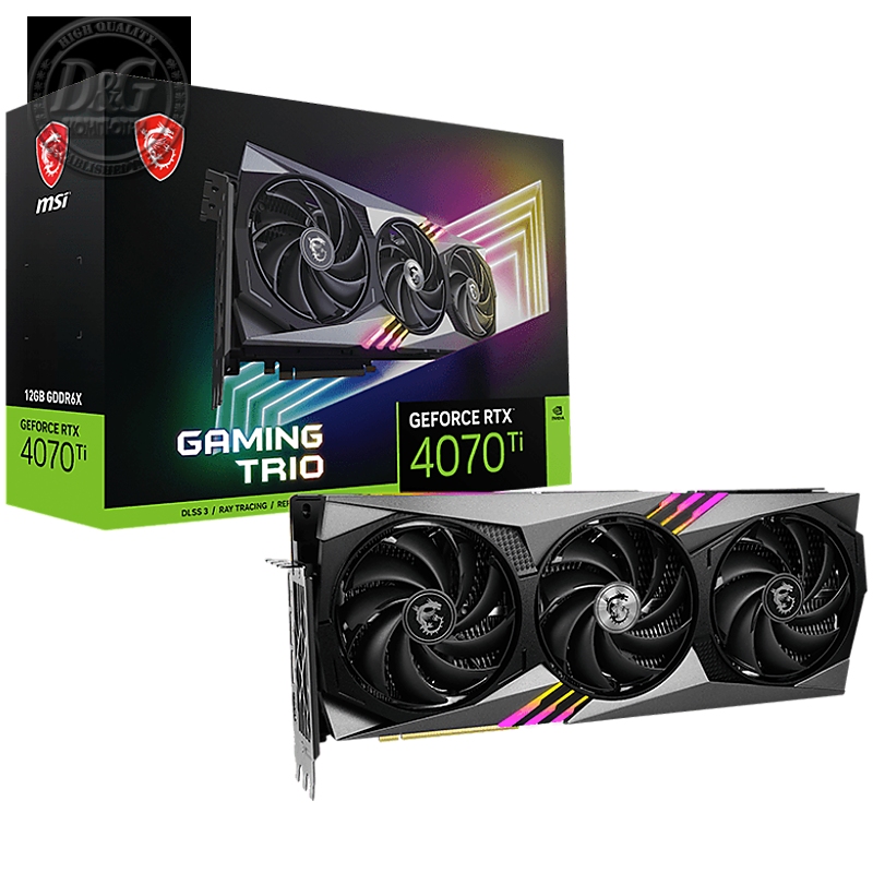 MSI Video Card Nvidia GeForce RTX 4070 Ti GAMING TRIO 12G, 12GB GDDR6X, 192bit, Effective Memory Clock: 21000MHz, Boost: 2610 MHz, 7680 CUDA Cores, PCIe 4.0, 3x DP 1.4a, HDMI 2.1a, RAY TRACING, Triple Fan, 700W Recommended PSU, 3Y