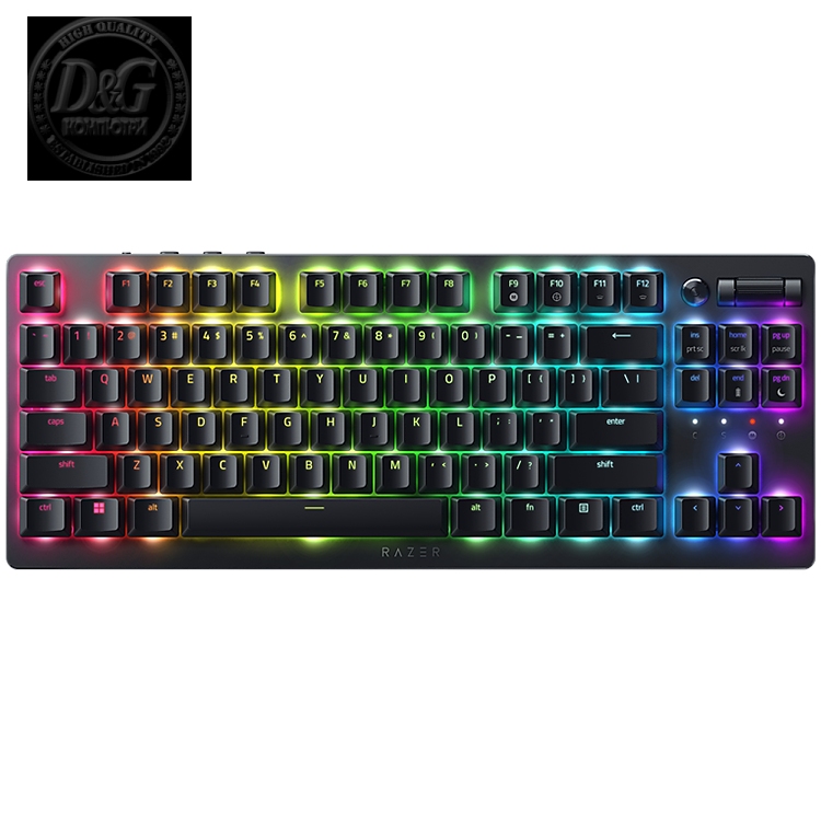 Razer DeathStalker V2 Gaming Keyboard, Red Switch, US Layout, Low-Profile Optical Switches (Linear), Ultra-Slim Casing with Durable Aluminum Top Plate, Laser-Etched Keycaps with Razer HyperGuard Coating, Wired - Detachable braided fiber Type-C cable