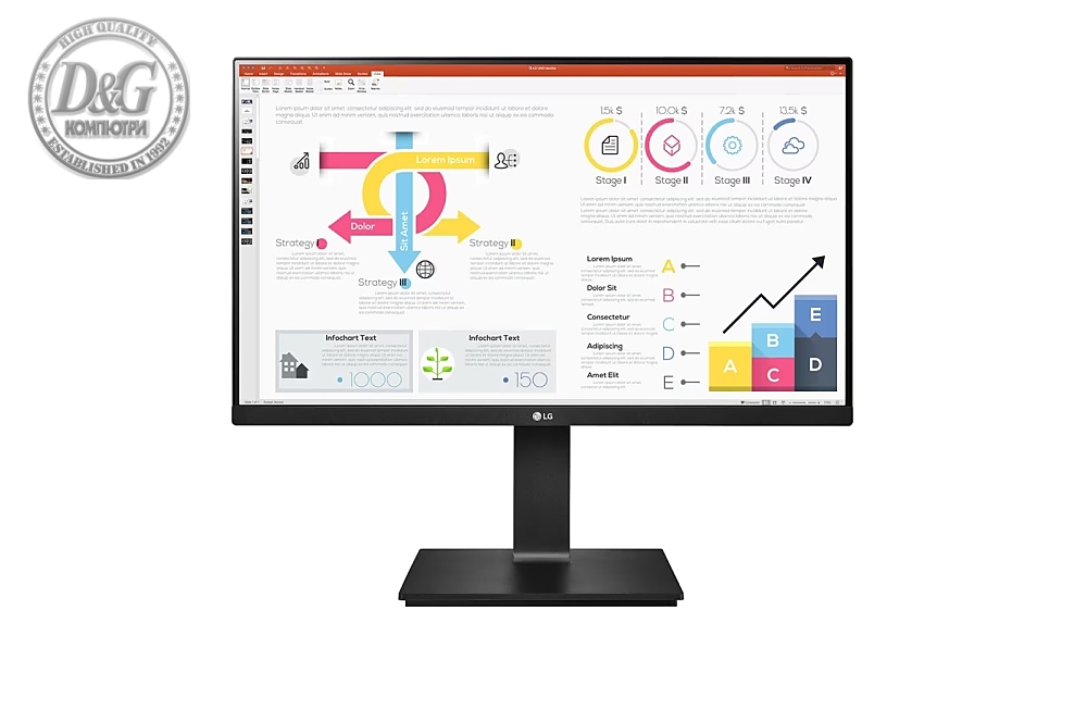 LG 24QP750P-B, 23.8" IPS, AG, 5ms, 2500:1, QHD 2560x1440, HDR10, sRBG 99%, AMD FreeSync, Reader Mode, USB Type-C, HDMI, DisplayPort, Height Adjustable, Tilt, Swivel, Headphone Out, Black