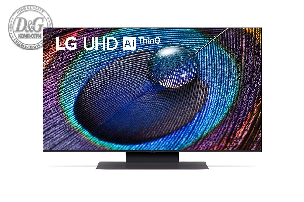 LG 43UR91003LA, 43" 4K UltraHD TV 4K (3840 x 2160), DVB-T2/C/S2, webOS 23 Smart TV, ThinQ AI, a5 AI Processor 4K, WiFi, HDR10 pro, HLG, ALLM/HGiG, 4K Upscaling, AI Sound Pro, Voice Controll, Local Dimming, AirPlay, HDMI eARC, Quick Card, CI, LAN, USB, Bl